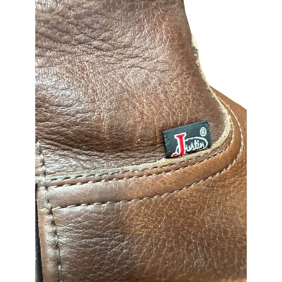 Justin Mens 10.5D Leather Pull-On Work Boots WX4920 Non-Marking Outsole Brown Du - Picture 7 of 7